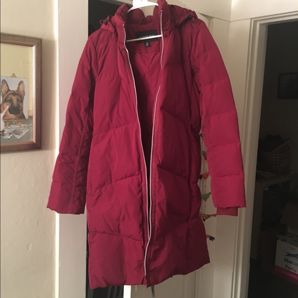 Lands’ End Long Down Jacket, M